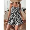 imageSHENHE Womens Summer Spaghetti Strap Loose Leopard Romper Casual Short JumpsuitBlack and White
