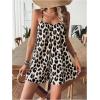 imageSHENHE Womens Summer Spaghetti Strap Loose Leopard Romper Casual Short JumpsuitBrown