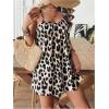 imageSHENHE Womens Summer Spaghetti Strap Loose Leopard Romper Casual Short JumpsuitBrown