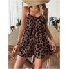 imageSHENHE Womens Summer Spaghetti Strap Loose Leopard Romper Casual Short JumpsuitBrown C