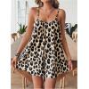 imageSHENHE Womens Summer Spaghetti Strap Loose Leopard Romper Casual Short JumpsuitKhaki