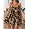 imageSHENHE Womens Summer Spaghetti Strap Loose Leopard Romper Casual Short JumpsuitLight Brown