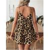 imageSHENHE Womens Summer Spaghetti Strap Loose Leopard Romper Casual Short JumpsuitLight Brown
