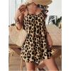 imageSHENHE Womens Summer Spaghetti Strap Loose Leopard Romper Casual Short JumpsuitLight Brown