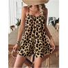 imageSHENHE Womens Summer Spaghetti Strap Loose Leopard Romper Casual Short JumpsuitLight Brown