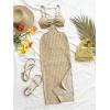 imageSHENHE Womens Vacation Sexy Cutout Waist Split Camisole Textured Bodycon Summer DressApricot