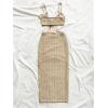 imageSHENHE Womens Vacation Sexy Cutout Waist Split Camisole Textured Bodycon Summer DressApricot
