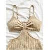 imageSHENHE Womens Vacation Sexy Cutout Waist Split Camisole Textured Bodycon Summer DressApricot
