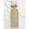 imageSHENHE Womens Vacation Sexy Cutout Waist Split Camisole Textured Bodycon Summer DressApricot
