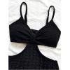 imageSHENHE Womens Vacation Sexy Cutout Waist Split Camisole Textured Bodycon Summer DressBlack