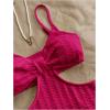 imageSHENHE Womens Vacation Sexy Cutout Waist Split Camisole Textured Bodycon Summer DressHot Pink