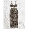 imageSHENHE Womens Vacation Sexy Cutout Waist Split Camisole Textured Bodycon Summer DressLeopard Brown