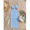 imageSHENHE Womens Vacation Sexy Cutout Waist Split Camisole Textured Bodycon Summer DressLight Blue