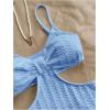 imageSHENHE Womens Vacation Sexy Cutout Waist Split Camisole Textured Bodycon Summer DressLight Blue