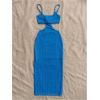 imageSHENHE Womens Vacation Sexy Cutout Waist Split Camisole Textured Bodycon Summer DressRoyal Blue