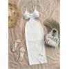 imageSHENHE Womens Vacation Sexy Cutout Waist Split Camisole Textured Bodycon Summer DressWhite