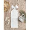 imageSHENHE Womens Vacation Sexy Cutout Waist Split Camisole Textured Bodycon Summer DressWhite