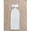 imageSHENHE Womens Vacation Sexy Cutout Waist Split Camisole Textured Bodycon Summer DressWhite