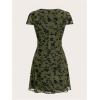 imageSHENHE Womens Y2k Floral Print Deep V Neck Short Sleeve Fit and Flare Vintage Mini DressGreen