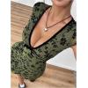imageSHENHE Womens Y2k Floral Print Deep V Neck Short Sleeve Fit and Flare Vintage Mini DressGreen