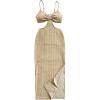 imageSHENHE Womens Vacation Sexy Cutout Waist Split Camisole Textured Bodycon Summer DressApricot