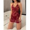 imageSHENHE Womens Babydoll Lingerie Lace Chemise Halter Sheer Nightgown Nightdress with ThongBurgundy