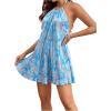 imageSHENHE Womens Floral Halter Dresses Sexy Backless Pleated Dress Flowy Mini Summer Dresses Party VacationBlue