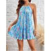 imageSHENHE Womens Floral Halter Dresses Sexy Backless Pleated Dress Flowy Mini Summer Dresses Party VacationBlue