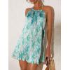 imageSHENHE Womens Floral Halter Dresses Sexy Backless Pleated Dress Flowy Mini Summer Dresses Party VacationGreen