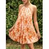 imageSHENHE Womens Floral Halter Dresses Sexy Backless Pleated Dress Flowy Mini Summer Dresses Party VacationOrange