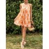 imageSHENHE Womens Floral Halter Dresses Sexy Backless Pleated Dress Flowy Mini Summer Dresses Party VacationOrange
