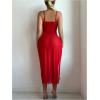 imageSHENHE Womens Lace Babydoll Lingerie Mesh Slip Dress High Slit Sheer Long Nightgown ChemiseRed
