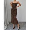 imageSHENHE Womens Lace Trim Spaghetti Strap Bodycon Slip Dress Sexy Maxi Party Cami DressBrown Leopard Print