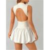 imageSHENHE Womens Open Back Bubble Dress Mock Neck Backless Y2k Puffy Mini Tank Dress Apricot PetiteS