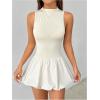 imageSHENHE Womens Open Back Bubble Dress Mock Neck Backless Y2k Puffy Mini Tank Dress Apricot PetiteS