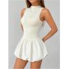 imageSHENHE Womens Open Back Bubble Dress Mock Neck Backless Y2k Puffy Mini Tank Dress Apricot PetiteS