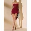 imageSHENHE Womens Sexy Mesh Bustier Corset Top Ruched Bodycon Draped Party Night Mini DressBurgundy