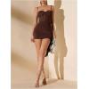 imageSHENHE Womens Sexy Mesh Bustier Corset Top Ruched Bodycon Draped Party Night Mini DressCoffee Brown