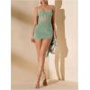 imageSHENHE Womens Sexy Mesh Bustier Corset Top Ruched Bodycon Draped Party Night Mini DressMint Green