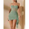 imageSHENHE Womens Sexy Mesh Bustier Corset Top Ruched Bodycon Draped Party Night Mini DressMint Green