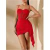 imageSHENHE Womens Sexy Mesh Bustier Corset Top Ruched Bodycon Draped Party Night Mini DressRed