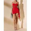 imageSHENHE Womens Sexy Mesh Bustier Corset Top Ruched Bodycon Draped Party Night Mini DressRed