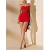 imageSHENHE Womens Sexy Mesh Bustier Corset Top Ruched Bodycon Draped Party Night Mini DressRed