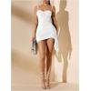 imageSHENHE Womens Sexy Mesh Bustier Corset Top Ruched Bodycon Draped Party Night Mini DressWhite