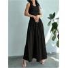 imageSHENHE Womens Sleeveless Drop Waist Ruched Maxi Dress Elegant A Line Flowy Asymmetrical Long Tank DressBlack