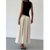 imageSHENHE Womens Sleeveless Drop Waist Ruched Maxi Dress Elegant A Line Flowy Asymmetrical Long Tank DressBlack and Apricot