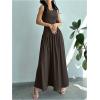 imageSHENHE Womens Sleeveless Drop Waist Ruched Maxi Dress Elegant A Line Flowy Asymmetrical Long Tank DressCoffee Brown