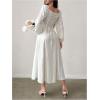 imageSHENHE Womens Square Neck Lantern Sleeve Lace Up Renaissance Dress A Line Flowy Long Dress Apricot Small