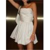 imageSHENHE Womens Y2k Strapless Bubble Dress Smocked Puffy Summer Tube Dress SundressesWhite