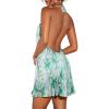 imageSHENHE Womens Floral Halter Dresses Sexy Backless Pleated Dress Flowy Mini Summer Dresses Party VacationGreen